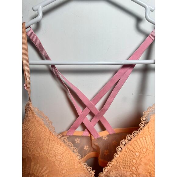 NWOT Victoria's Secret Orange Pink Lace Lightly Lined Full Coverage Bra 32DDD - Picture 5 of 9